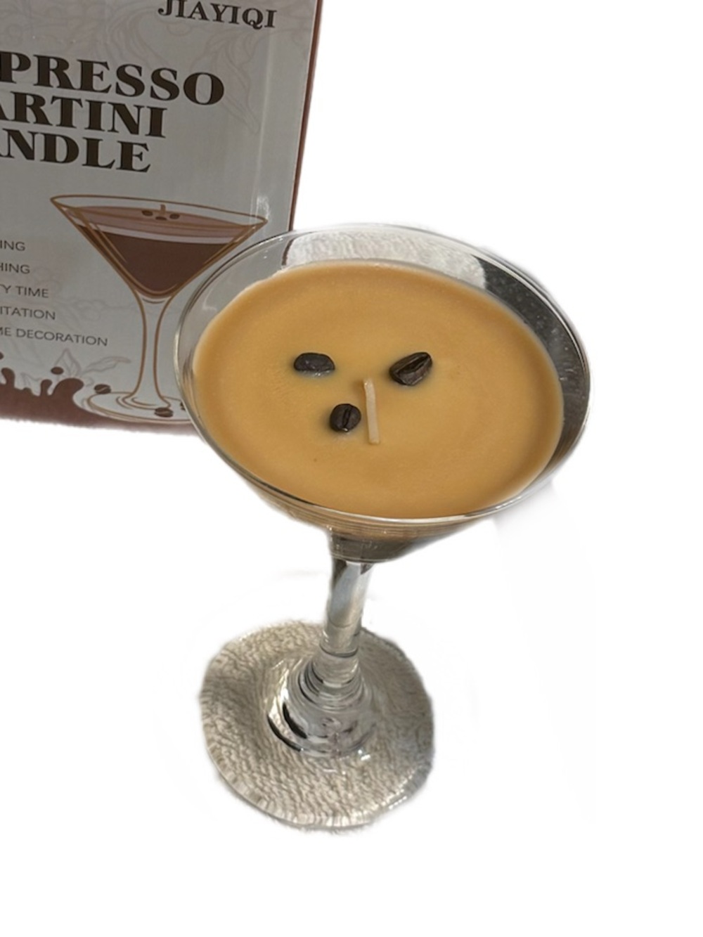 JIAYIQI Glass Espresso Martini Candle Soy Wax Roasted Coffee Scented NWT Relax